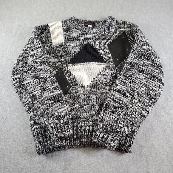 Vtg Giorgeo Veneto Sweater Mens Small Gray Italy Thick Abstract Knit Pullover - Picture 1 of 8